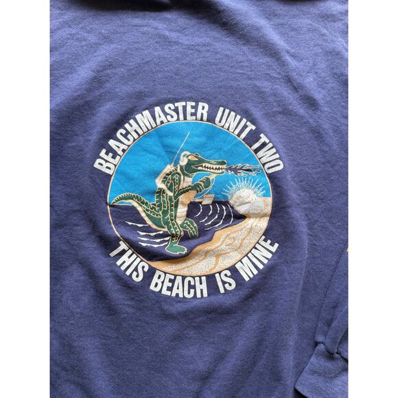 Vintage 80s Beachmaster Jerzees Navy Blue Military Hoodie Size XL Made in USA - Picture 4 of 8